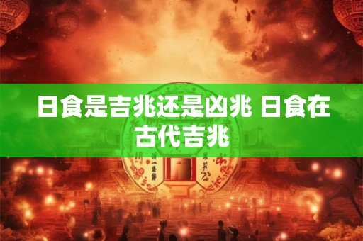 日食是吉兆还是凶兆 日食在古代吉兆