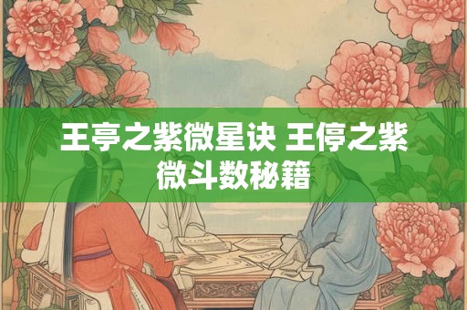 王亭之紫微星诀 王停之紫微斗数秘籍 王亭之紫微星诀 王停之紫微斗数秘籍