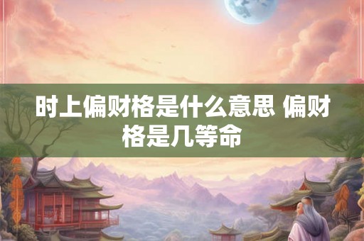时上偏财格是什么意思 偏财格是几等命 时上偏财格是什么意思 偏财格是几等命