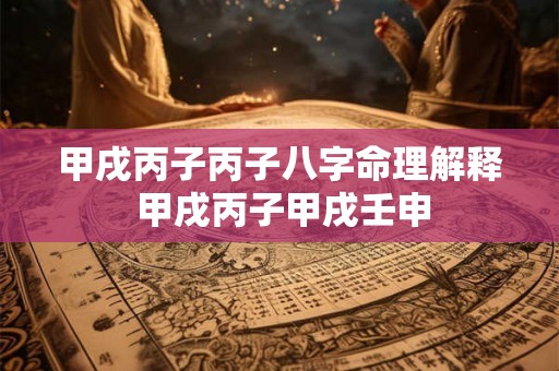 甲戌丙子丙子八字命理解释 甲戌丙子甲戌壬申 甲戌丙子丙子八字命理解释 甲戌丙子甲戌壬申
