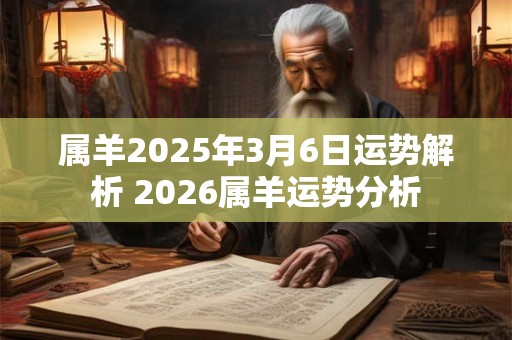 属羊2025年3月6日运势解析 2026属羊运势分析 属羊2025年3月6日运势解析 2026属羊运势分析