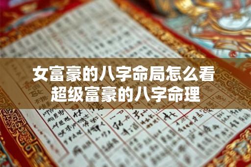 女富豪的八字命局怎么看 超级富豪的八字命理 女富豪的八字命局怎么看 超级富豪的八字命理