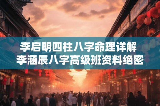 李启明四柱八字命理详解 李涵辰八字高级班资料绝密 李启明四柱八字命理详解 李涵辰八字高级班资料绝密
