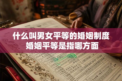 什么叫男女平等的婚姻制度 婚姻平等是指哪方面