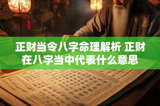 正财当令八字命理解析 正财在八字当中代表什么意思