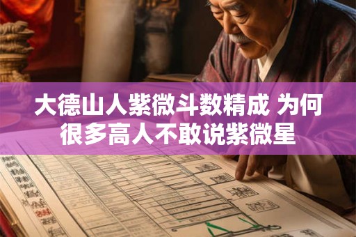 大德山人紫微斗数精成 为何很多高人不敢说紫微星
