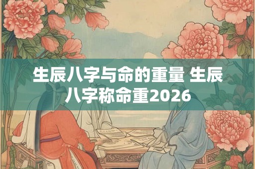 生辰八字与命的重量 生辰八字称命重2026