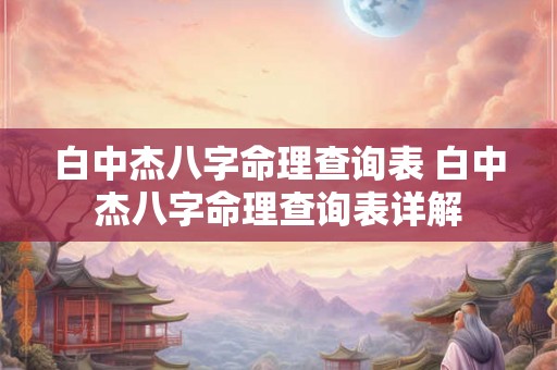白中杰八字命理查询表 白中杰八字命理查询表详解