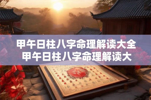甲午日柱八字命理解读大全 甲午日柱八字命理解读大全图片 甲午日柱八字命理解读大全 甲午日柱八字命理解读大全图片