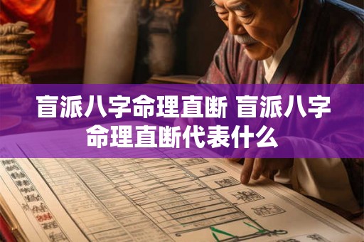 盲派八字命理直断 盲派八字命理直断代表什么