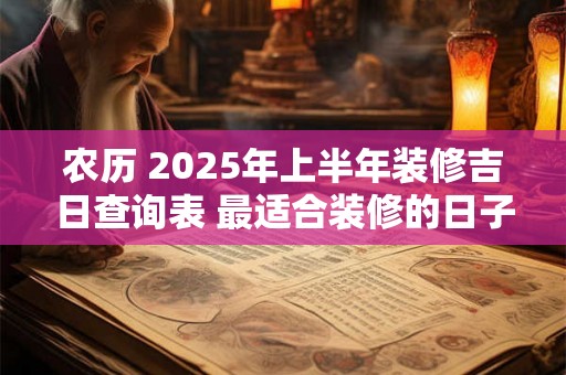 农历 2025年上半年装修吉日查询表 最适合装修的日子