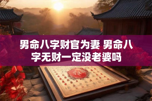 男命八字财官为妻 男命八字无财一定没老婆吗