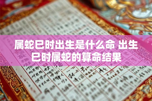 属蛇巳时出生是什么命 出生巳时属蛇的算命结果 属蛇巳时出生是什么命 出生巳时属蛇的算命结果