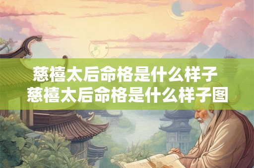 慈禧太后命格是什么样子 慈禧太后命格是什么样子图片 慈禧太后命格是什么样子 慈禧太后命格是什么样子图片