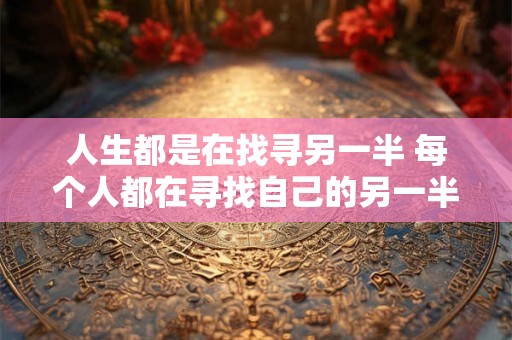 人生都是在找寻另一半 每个人都在寻找自己的另一半 人生都是在找寻另一半 每个人都在寻找自己的另一半