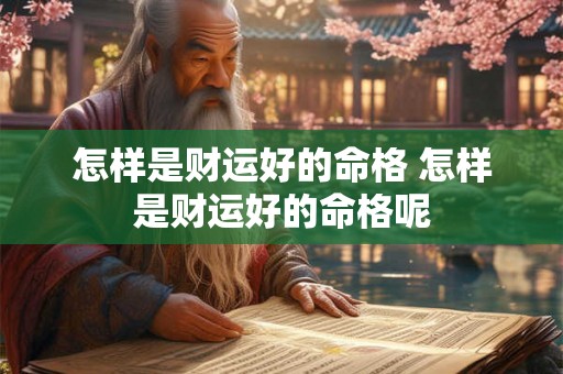 怎样是财运好的命格 怎样是财运好的命格呢 怎样是财运好的命格 怎样是财运好的命格呢