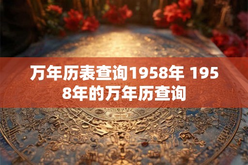 万年历表查询1958年 1958年的万年历查询