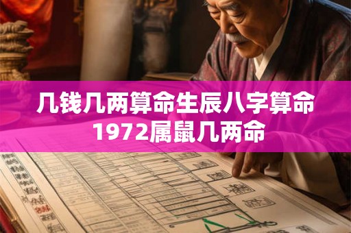 几钱几两算命生辰八字算命 1972属鼠几两命