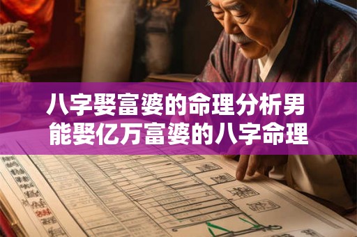 八字娶富婆的命理分析男 能娶亿万富婆的八字命理 八字娶富婆的命理分析男 能娶亿万富婆的八字命理