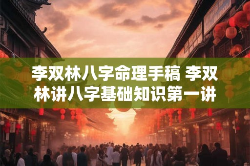 李双林八字命理手稿 李双林讲八字基础知识第一讲 李双林八字命理手稿 李双林讲八字基础知识第一讲