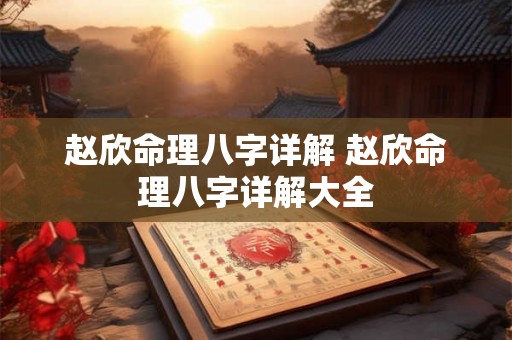赵欣命理八字详解 赵欣命理八字详解大全 赵欣命理八字详解 赵欣命理八字详解大全