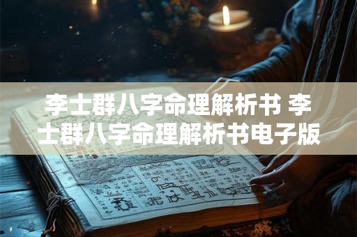 李士群八字命理解析书 李士群八字命理解析书电子版 李士群八字命理解析书 李士群八字命理解析书电子版