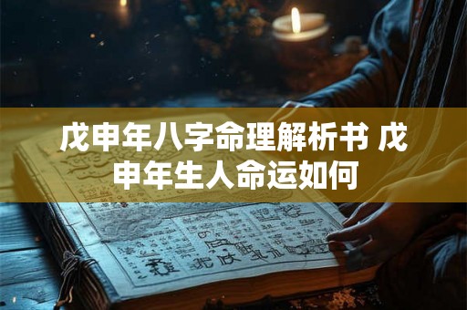 戊申年八字命理解析书 戊申年生人命运如何 戊申年八字命理解析书 戊申年生人命运如何