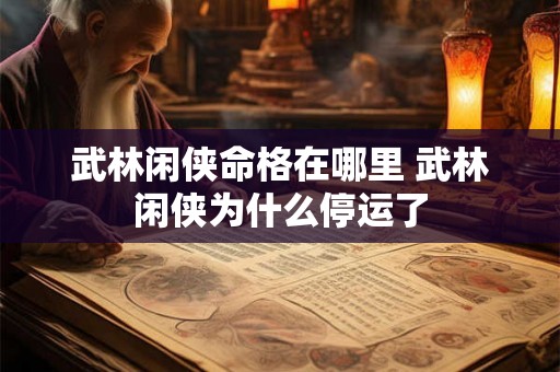 武林闲侠命格在哪里 武林闲侠为什么停运了 武林闲侠命格在哪里 武林闲侠为什么停运了