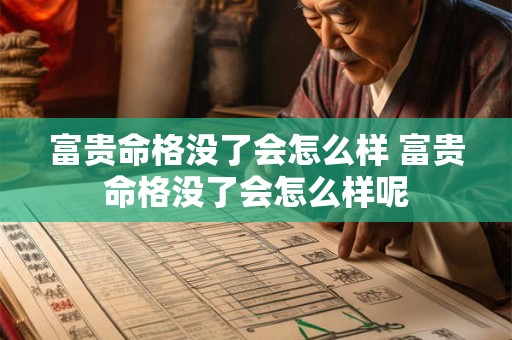 富贵命格没了会怎么样 富贵命格没了会怎么样呢 富贵命格没了会怎么样 富贵命格没了会怎么样呢