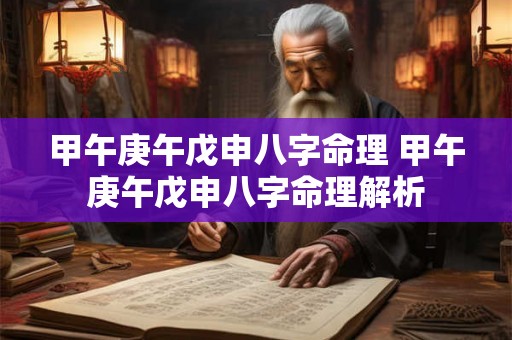 甲午庚午戊申八字命理 甲午庚午戊申八字命理解析 甲午庚午戊申八字命理 甲午庚午戊申八字命理解析