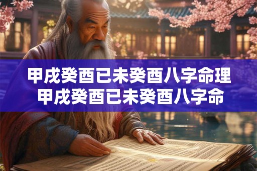 甲戌癸酉已未癸酉八字命理 甲戌癸酉已未癸酉八字命理详解