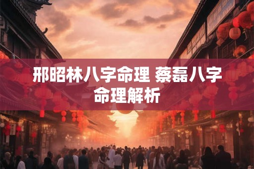 邢昭林八字命理 蔡磊八字命理解析 邢昭林八字命理 蔡磊八字命理解析