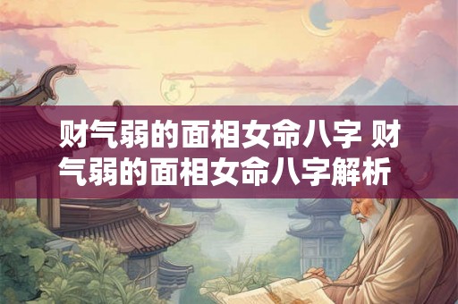 财气弱的面相女命八字 财气弱的面相女命八字解析 