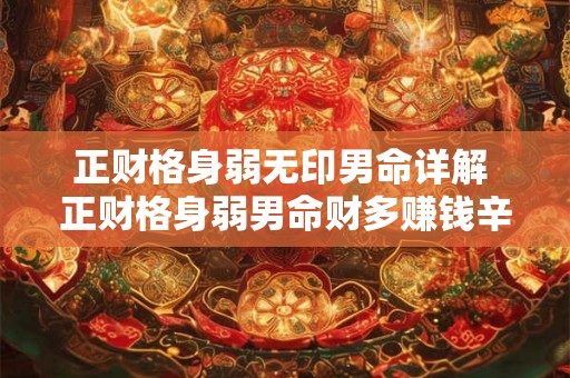 正财格身弱无印男命详解 正财格身弱男命财多赚钱辛苦 正财格身弱无印男命详解 正财格身弱男命财多赚钱辛苦