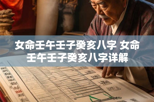 女命壬午壬子癸亥八字 女命壬午壬子癸亥八字详解 女命壬午壬子癸亥八字 女命壬午壬子癸亥八字详解
