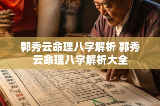 郭秀云命理八字解析 郭秀云命理八字解析大全 郭秀云命理八字解析 郭秀云命理八字解析大全