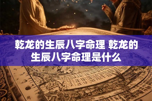 乾龙的生辰八字命理 乾龙的生辰八字命理是什么 乾龙的生辰八字命理 乾龙的生辰八字命理是什么