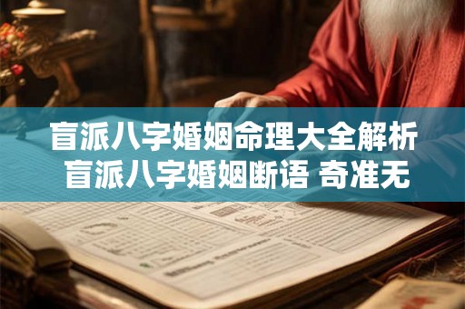 盲派八字婚姻命理大全解析 盲派八字婚姻断语 奇准无比!