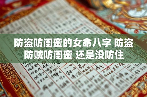 防盗防闺蜜的女命八字 防盗防贼防闺蜜 还是没防住 防盗防闺蜜的女命八字 防盗防贼防闺蜜 还是没防住