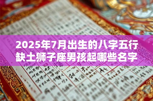2025年7月出生的八字五行缺土狮子座男孩起哪些名字好 2025年7月出生的八字五行缺土狮子座男孩起哪些名字好