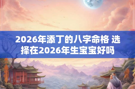 2026年添丁的八字命格 选择在2026年生宝宝好吗