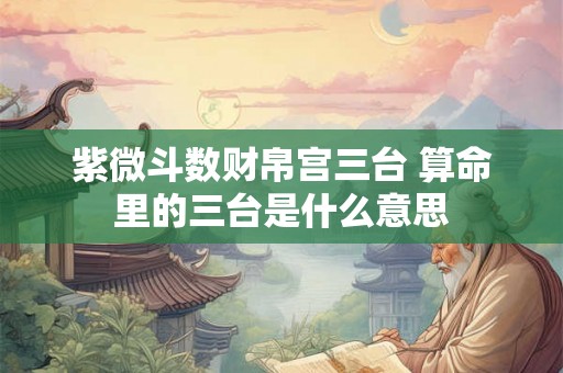 紫微斗数财帛宫三台 算命里的三台是什么意思 紫微斗数财帛宫三台 算命里的三台是什么意思