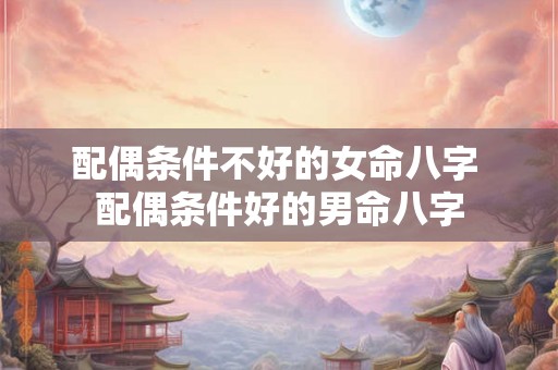 配偶条件不好的女命八字 配偶条件好的男命八字 配偶条件不好的女命八字 配偶条件好的男命八字