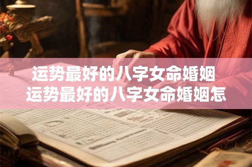 运势最好的八字女命婚姻 运势最好的八字女命婚姻怎么样 运势最好的八字女命婚姻 运势最好的八字女命婚姻怎么样