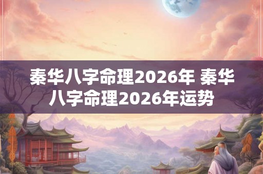 秦华八字命理2026年 秦华八字命理2026年运势 秦华八字命理2026年 秦华八字命理2026年运势