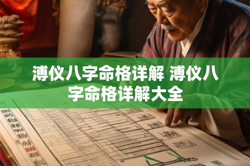 溥仪八字命格详解 溥仪八字命格详解大全
