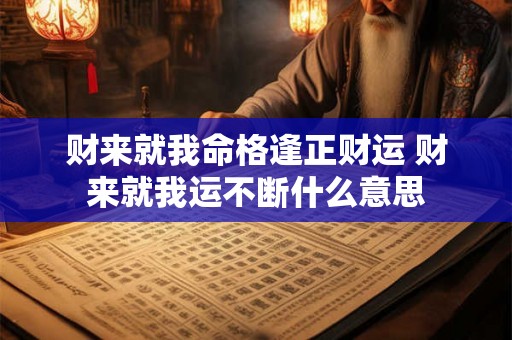 财来就我命格逢正财运 财来就我运不断什么意思