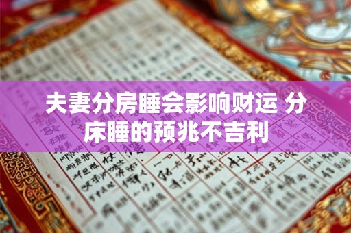 夫妻分房睡会影响财运 分床睡的预兆不吉利