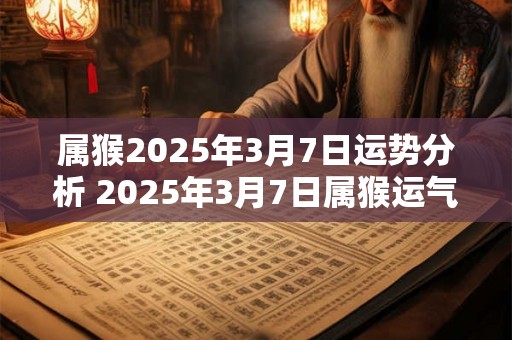 属猴2025年3月7日运势分析 2025年3月7日属猴运气详解 属猴2025年3月7日运势分析 2025年3月7日属猴运气详解