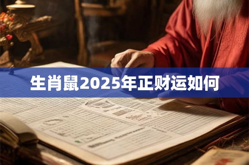 生肖鼠2025年正财运如何 生肖鼠2025年正财运如何